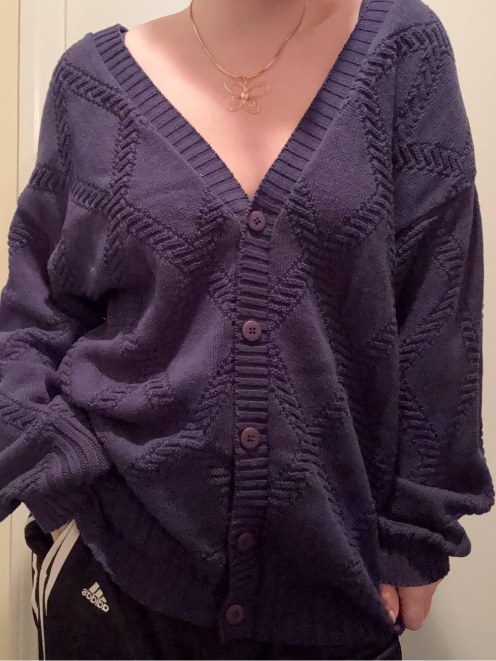 Vintage Beldoch Popper Blue Oversized Knit Cardigan